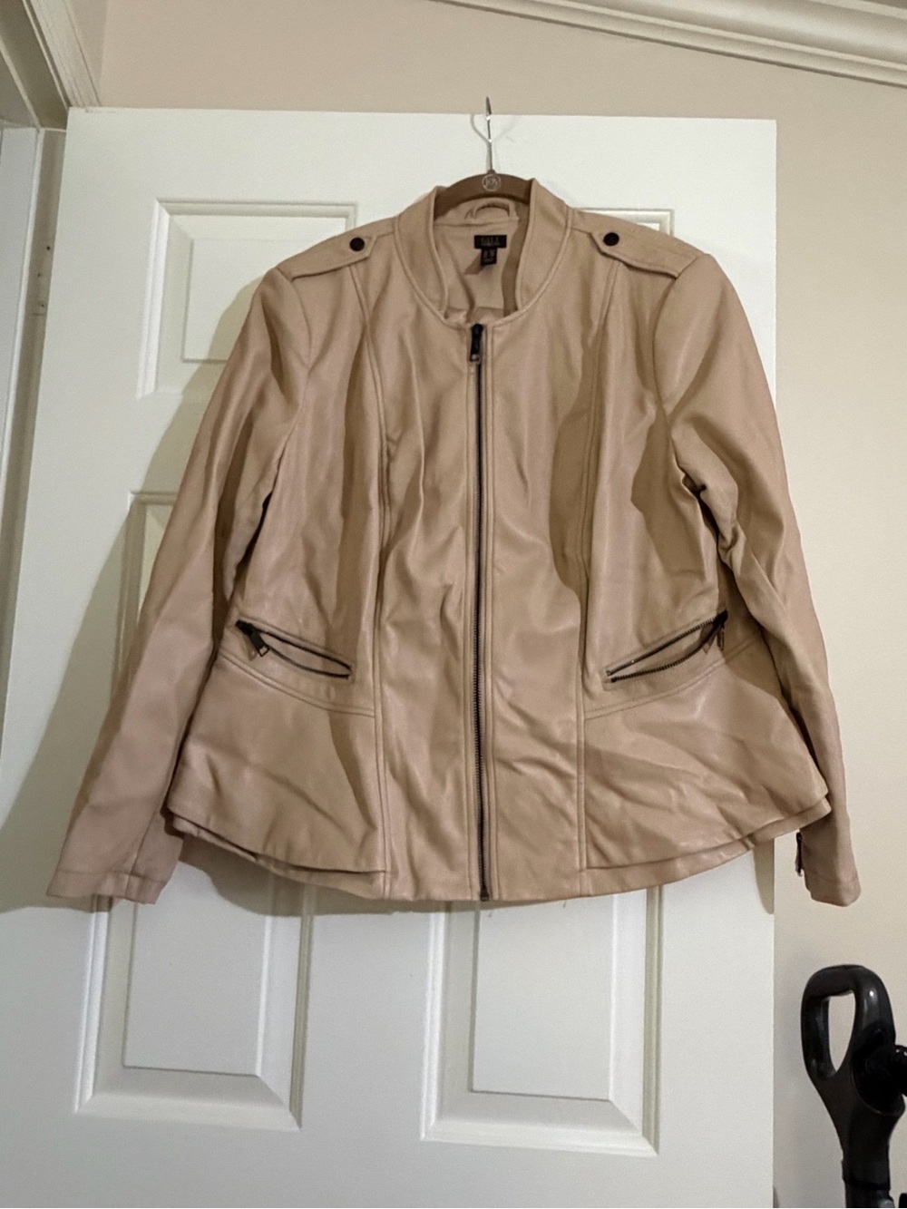 G.I.L.I. Beige Faux Leather Moto Jacket